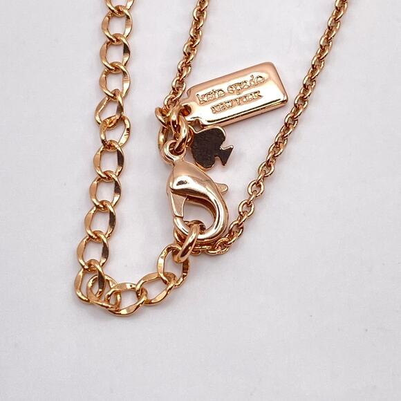 KATE SPADE FLAMINGO Pendant Charm Necklace Reversible Rose Gold - Picture 7 of 8